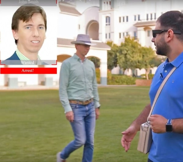 Face recognition system integrated AR glasses